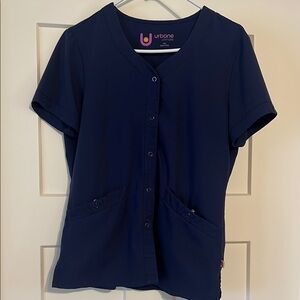 Urbane Navy Blue Scrub Top